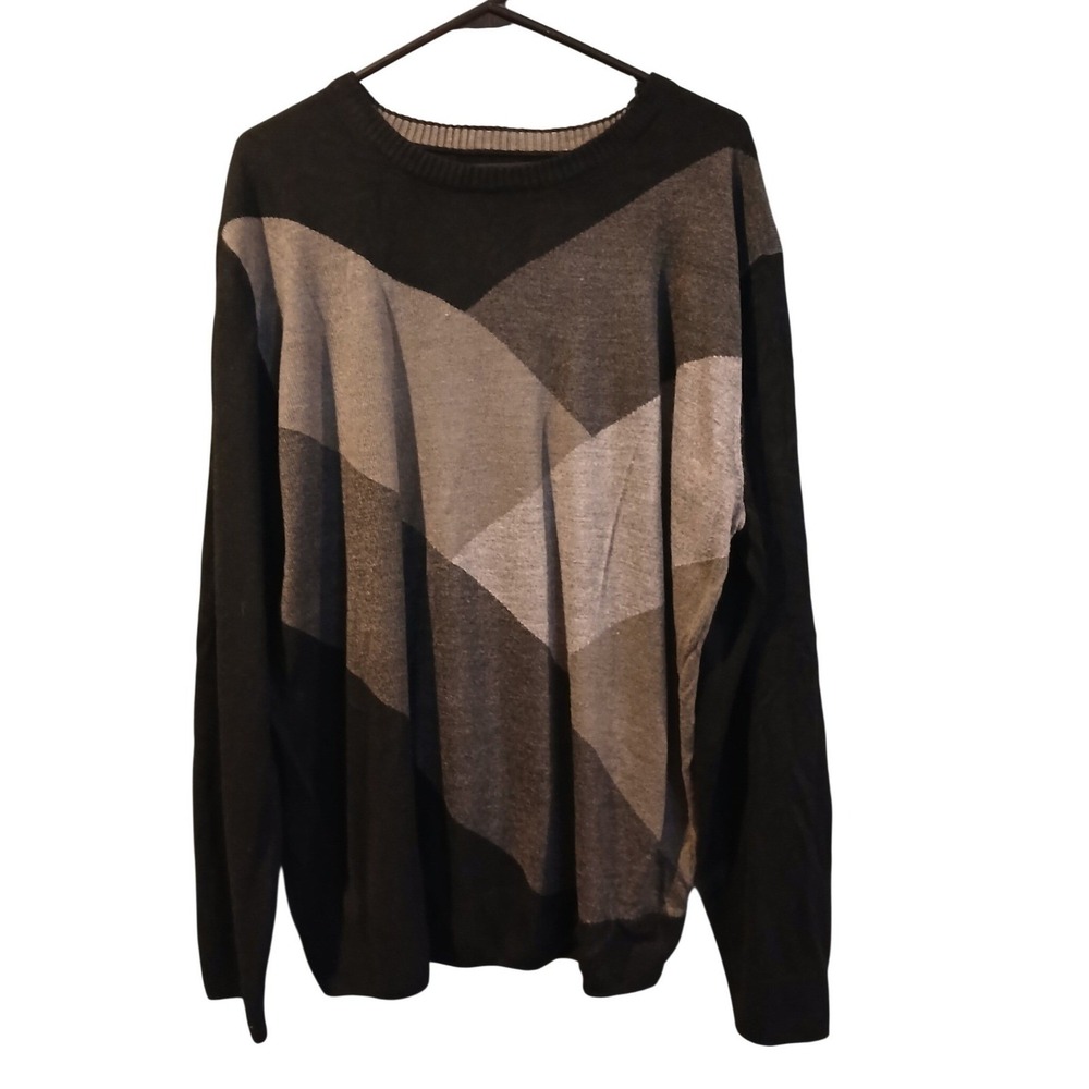 TRiCOTS St RAPHAEL Mens Geometric Pattern Sweater Dark Grey Light Size XL